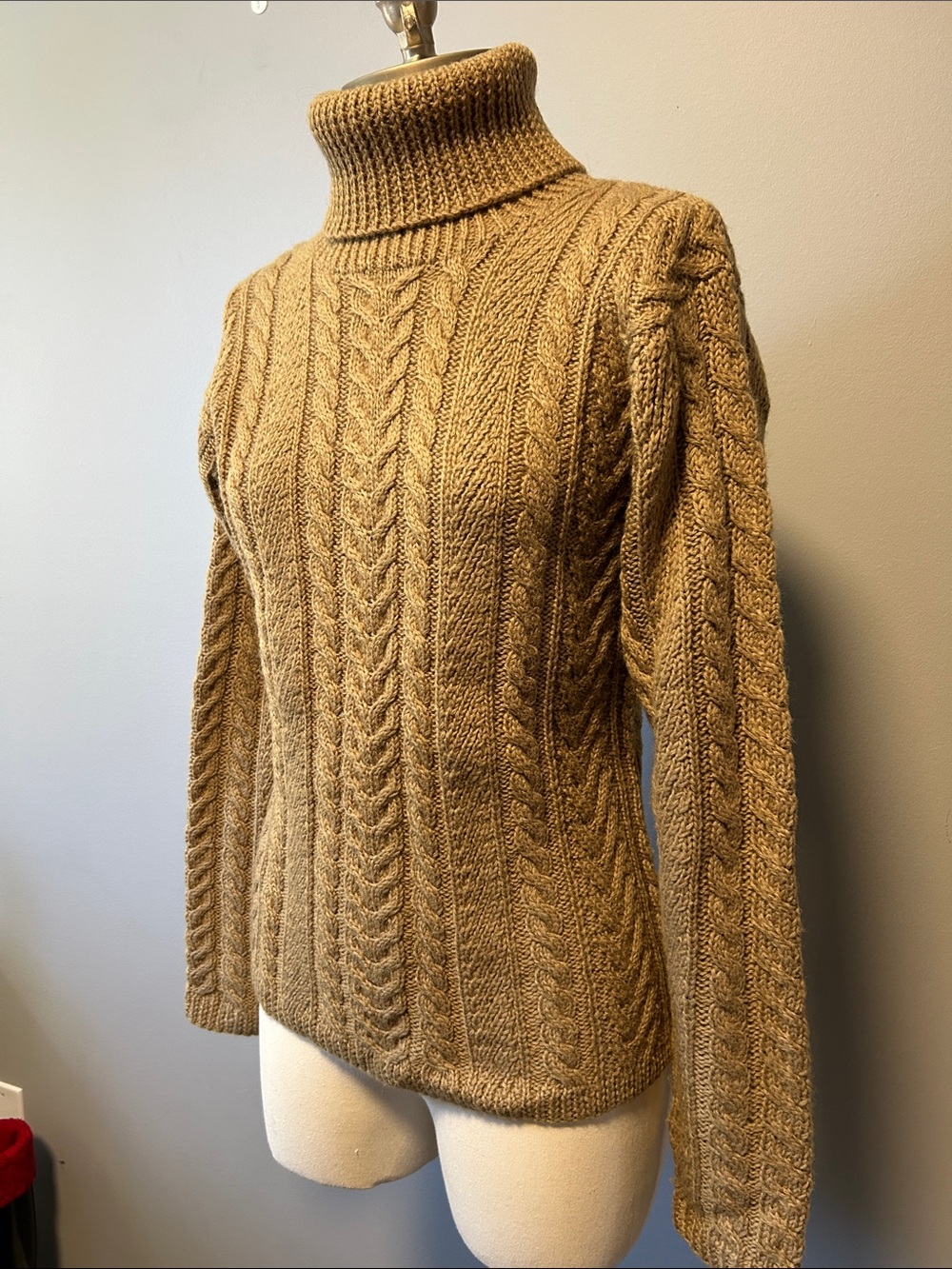 Lauren Ralph Lauren Wool Hand Knit Chunky Cable Knit Turtleneck Fisherman Sweate - Picture 11 of 11